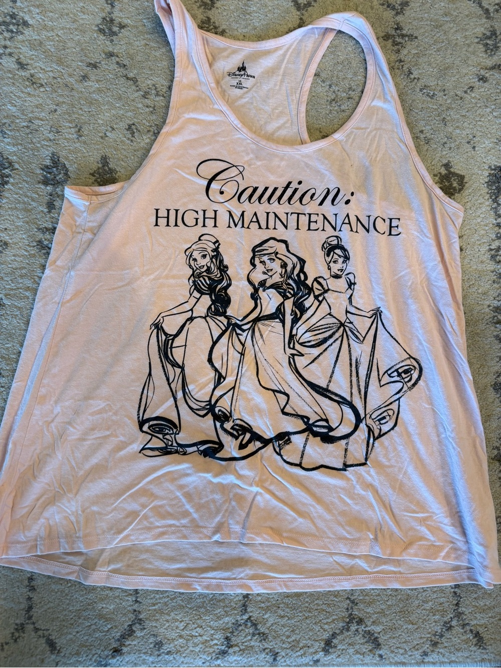 Disney Pink Racerback Tank Top with Black Princess Graphic